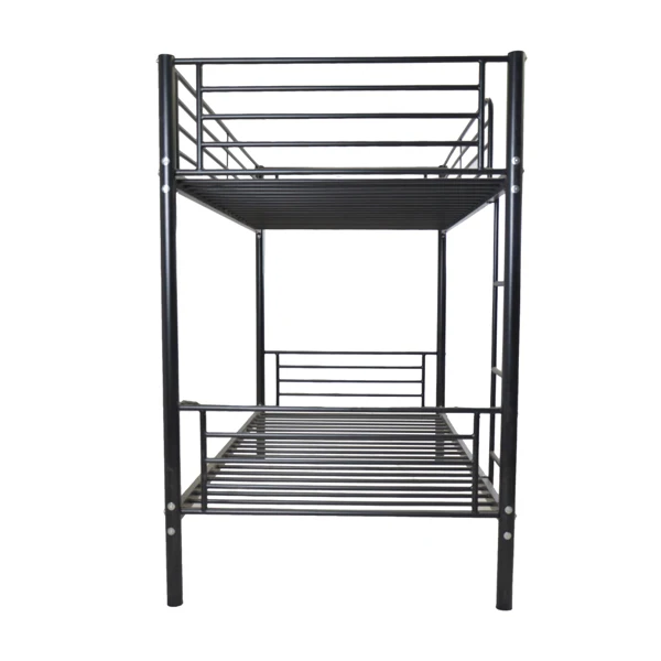 Iron Bed Bunk Bed with Ladder for Kids Twin Size Black view 4