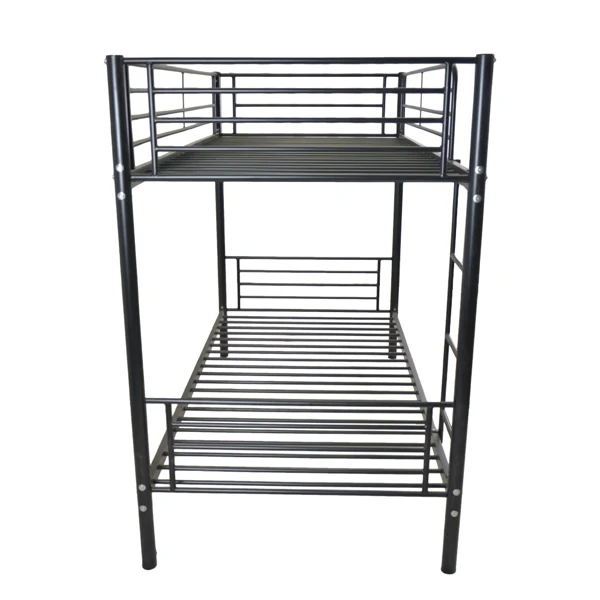 Iron Bed Bunk Bed with Ladder for Kids Twin Size Black view 5