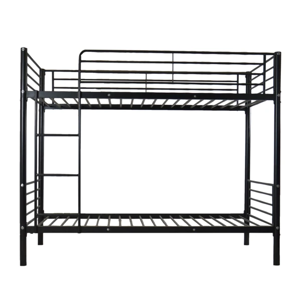 Iron Bed Bunk Bed with Ladder for Kids Twin Size Black view 6