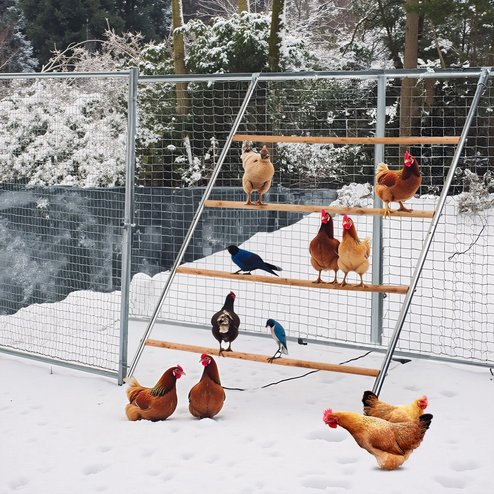 104x143cm Outdoor Chicken Perch Roost for Poultry Coops & Runs view 2