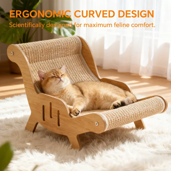 C-type all inclusive sisal cat lounge chair - integrated aesthetic, a natural decompression and relaxation place for cats view 6