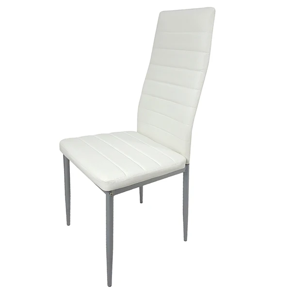 4pcs backrest cushion horizontal sewing decoration PU leather dining chair round tube white cushion gray leg N201 view 2