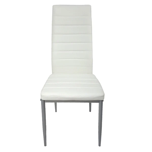 4pcs backrest cushion horizontal sewing decoration PU leather dining chair round tube white cushion gray leg N201 view 6