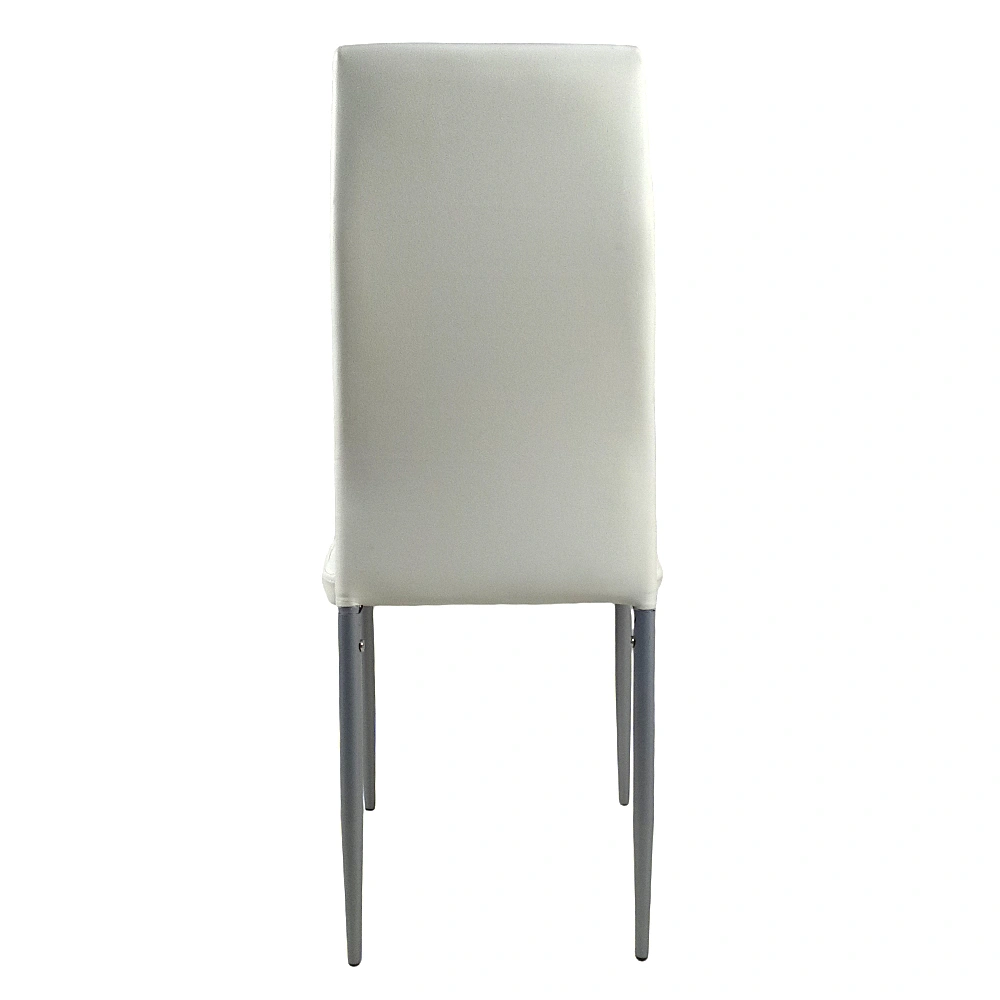 4pcs Dining Chair Backrest Cushion, PU Leather, Horizontal Tufted, Round Tube White, Gray Leg, Model N201 view 8