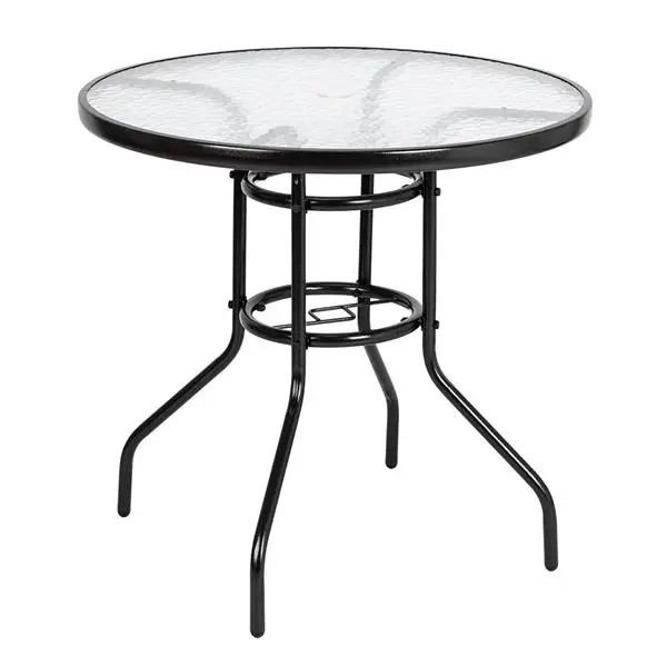 Outdoor Dining Table Round Toughened Glass Table Yard Garden Glass Table(SAME AS 93152635) view 2