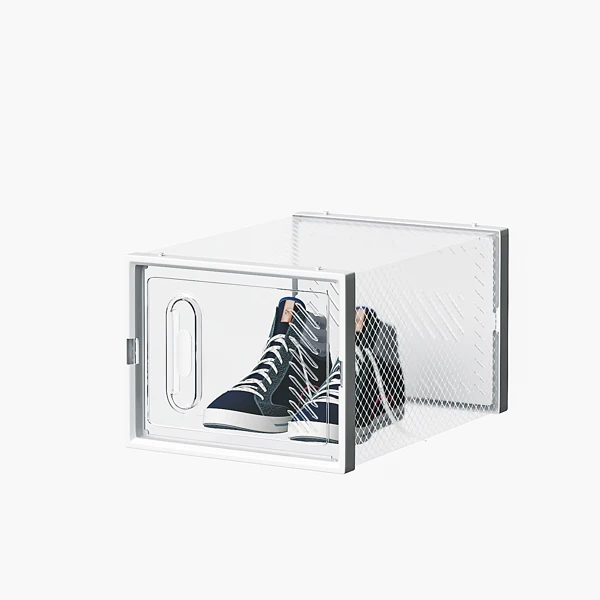 12-Piece Medium White Plastic Mesh Shoe Box Set - 35.00*25.00*19.00cm, Modular Design for Home Storage view 5