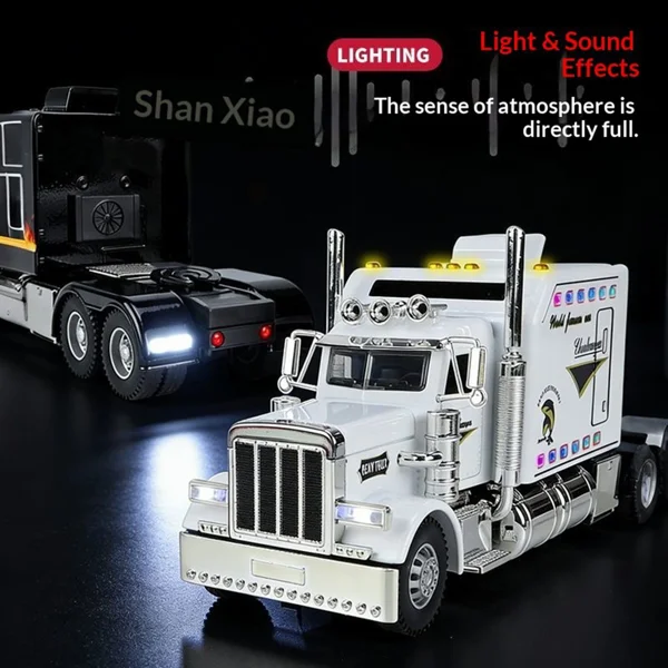 Semi Truck Toys for Boy Heavy Trucks,Metal Diecast Trucks Model Pull Back Cars with Light and Sound,Truck and Trailer Toys for Boys,Toy Trucks for Boys Age 4-8 view 3