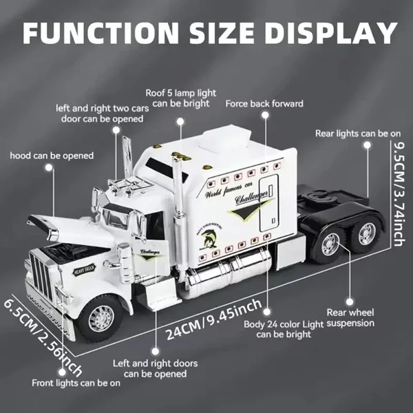 Semi Truck Toys for Boy Heavy Trucks,Metal Diecast Trucks Model Pull Back Cars with Light and Sound,Truck and Trailer Toys for Boys,Toy Trucks for Boys Age 4-8 view 6