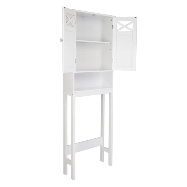 Double Door Fork Toilet Cabinet White view 4