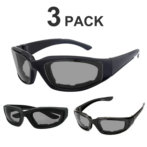 3 pairs Motorcycle Sports Biker Riding Glasses Wind Resistant Eye Protection Sports Goggles Cycling Glasses Sunglasses Grey Color(US Logistics only For USPS.TK/TMEU only For self-pickup)