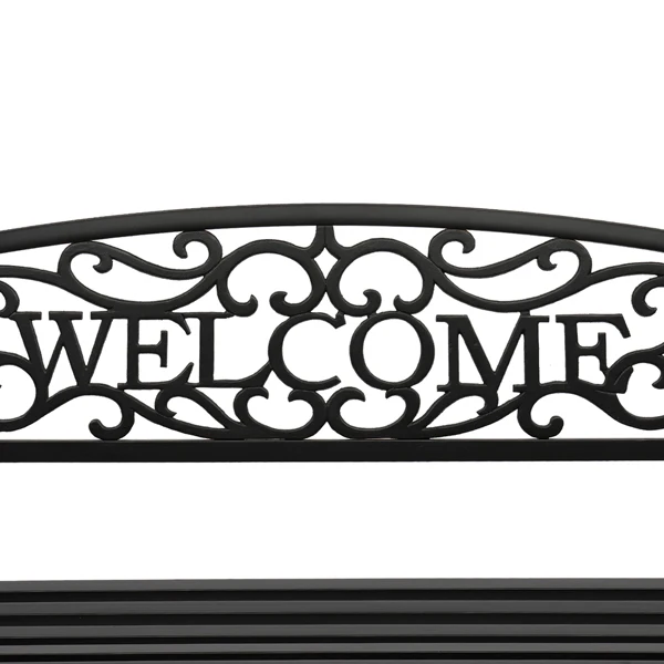 50" Outdoor Welcome Backrest Cast Iron Bench view 5