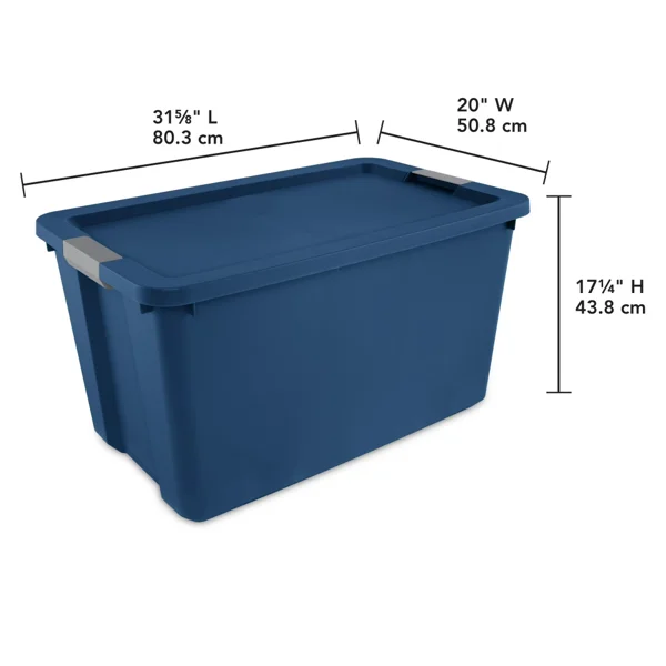 (2 pack) 34 Gallon Extra-Large Storage Bin, Plastic Storage Container with Latch Lid, Blue (Shipment from Walmart) view 3