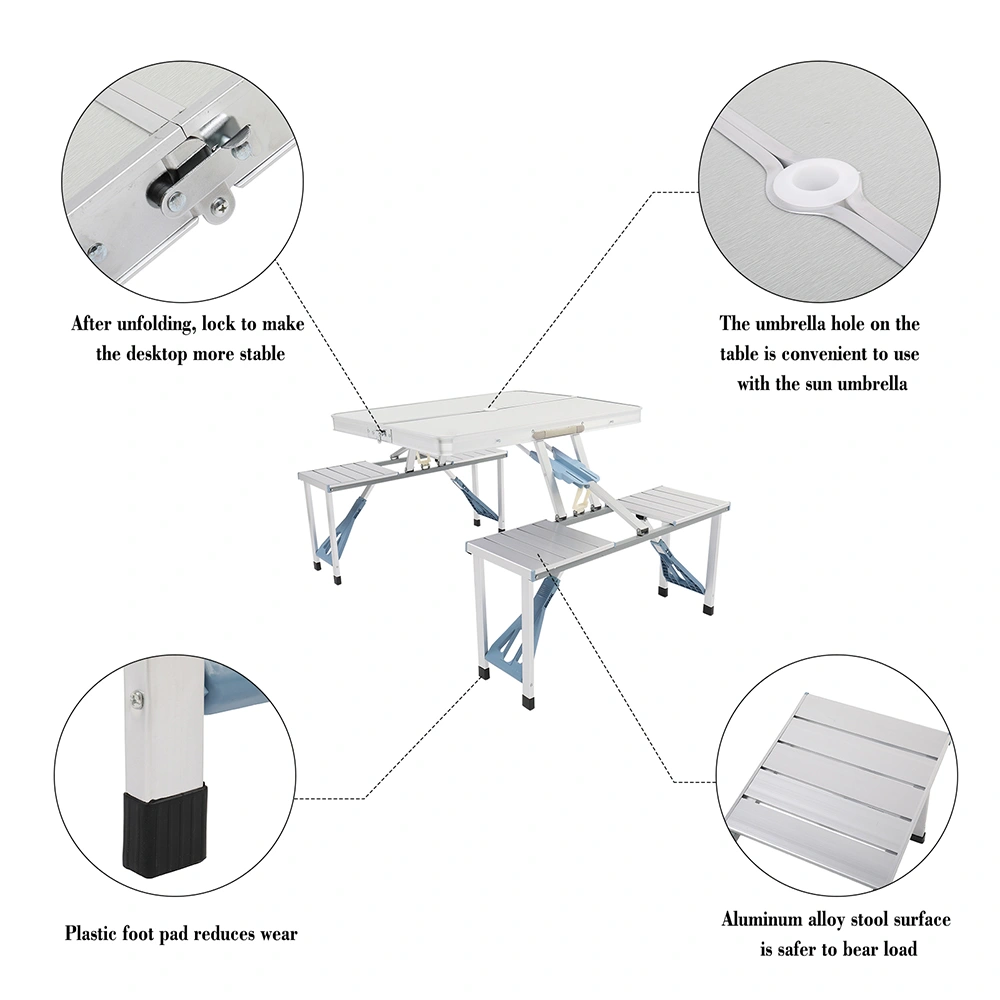 1 Piece Folding Table and Chair Set, Aluminum Alloy Portable Outdoor Seating view 9