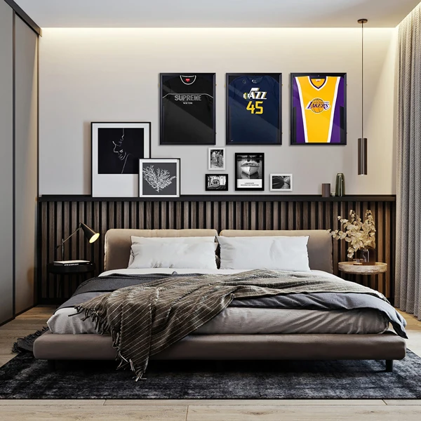 Shirt Display Frame With UV Resistant Acrylic and Hanger, Wall Mounted Baseball Basketball Football Hockey Shirt Display Frame Black view 3