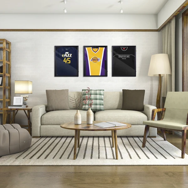 Shirt Display Frame With UV Resistant Acrylic and Hanger, Wall Mounted Baseball Basketball Football Hockey Shirt Display Frame Black view 4