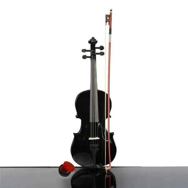 New 3/4 Acoustic Violin Case Bow Rosin Black view 2