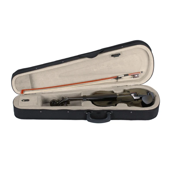 New 3/4 Acoustic Violin Case Bow Rosin Black view 5