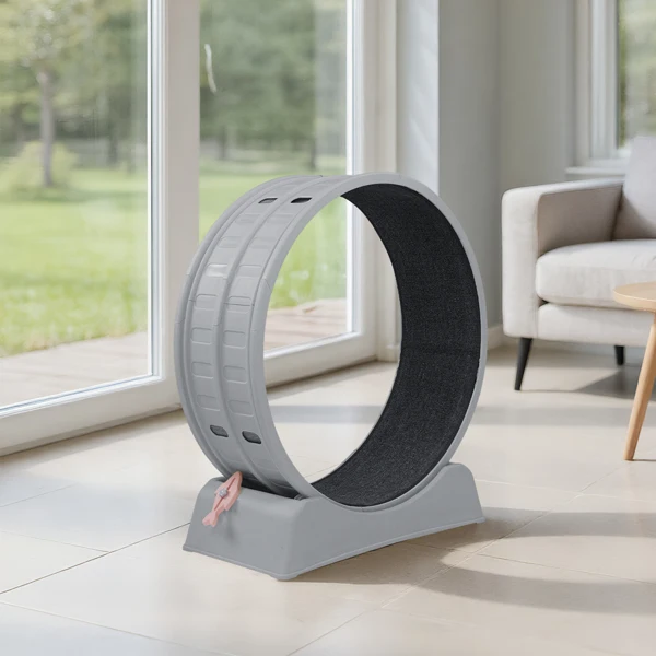 80*34*86CM, Gray PP track connector assembly, Round shape with gray carpet + 1 cat teaser stick, 15kg cat treadmill view 2