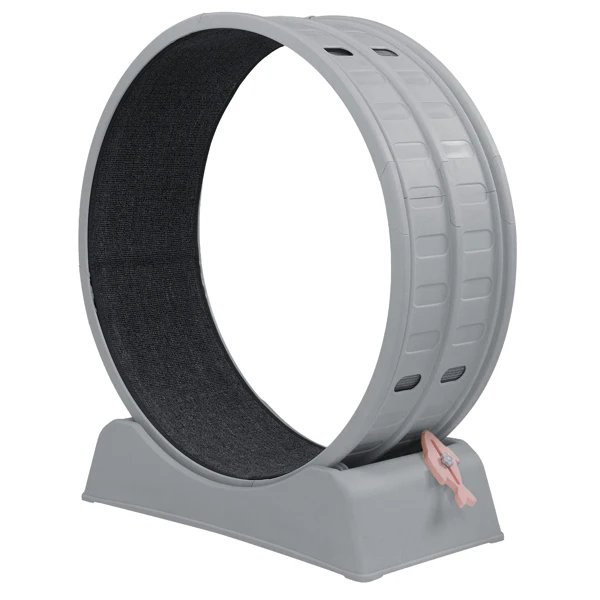 80*34*86CM, Gray PP track connector assembly, Round shape with gray carpet + 1 cat teaser stick, 15kg cat treadmill