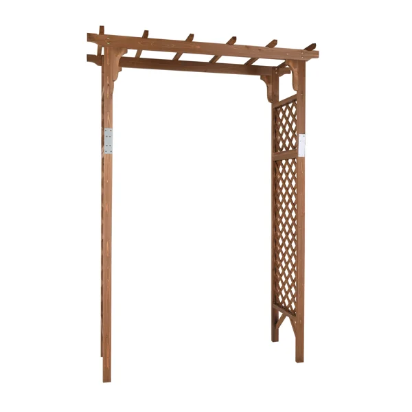 [Same Code:70748191]152*60*215cm Beautiful And Practical Flat-Topped Wooden Arch Garden Arch Dark Brown view 3