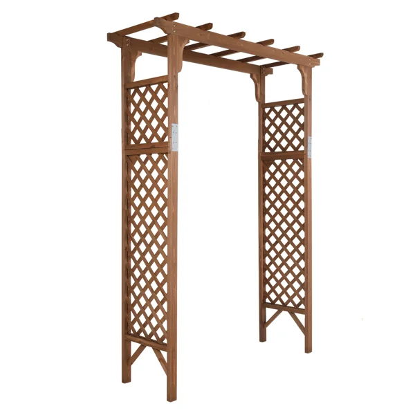 [Same Code:70748191]152*60*215cm Beautiful And Practical Flat-Topped Wooden Arch Garden Arch Dark Brown view 5