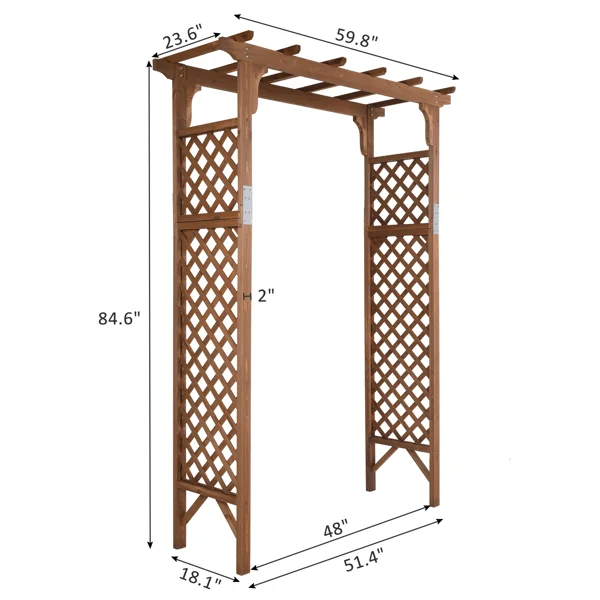 [Same Code:70748191]152*60*215cm Beautiful And Practical Flat-Topped Wooden Arch Garden Arch Dark Brown view 6