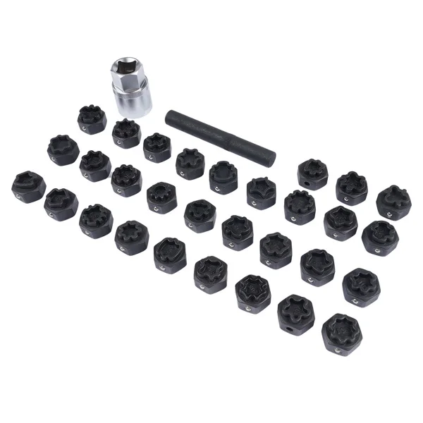 32Pcs Wheel Lock Lug Nut Master Key Set Removal Socket Tool Kit Fit for Mercedes-Benz view 5