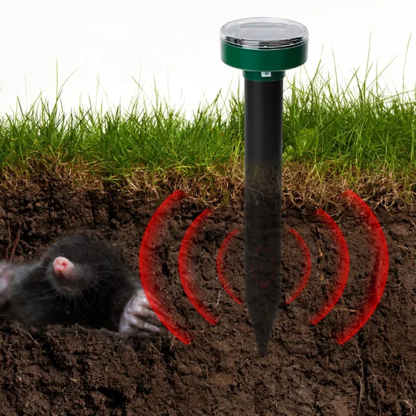 Solar Mole Repeller, Ultrasonic Vibration Rodent Deterrent with Buzzer Sound Wave, Waterproof Outdoor Pest Repellent for Moles Gophers Voles, 323 Sq.ft Coverage for Yard Garden Farm view 3