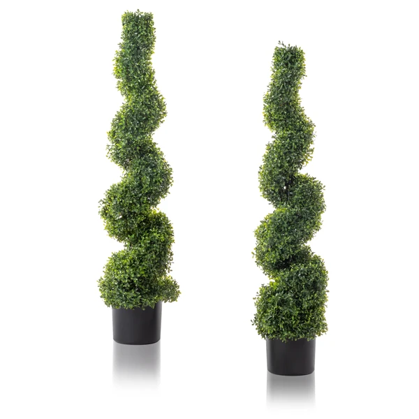 2pcs Green 115cm Spiral Boxwood PVC Artificial Tree view 2