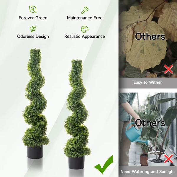 2pcs Green 115cm Spiral Boxwood PVC Artificial Tree view 4