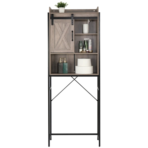 Retro Style MDF With Triamine Iron Frame Sliding Door Three-Layer Rack Bathroom Cabinet view 2