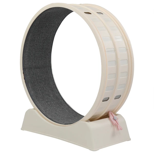 80*34*86CM, Off-white PP track connector assembly, circular design with gray carpet + 1 cat teaser stick, 15kg cat treadmill