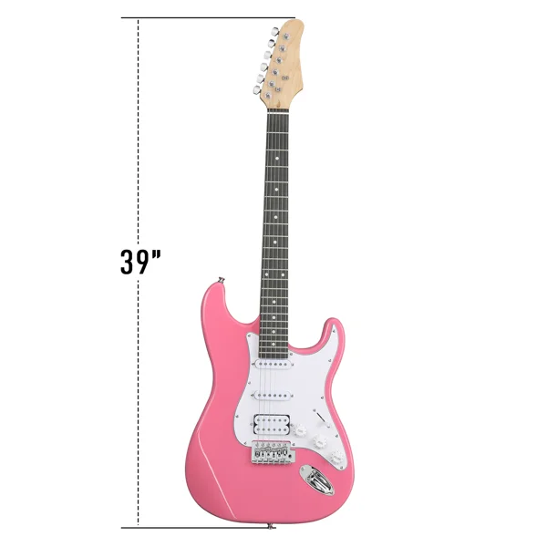 KST Stylish H-S-S Pickup Electric Guitar Kit with 5W AMP Bag Guitar Strap Strings rose red view 4