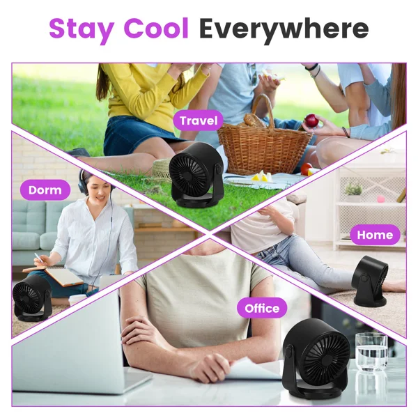 Portable USB Table Fan 100 Speed Settings Real-Time LCD Display Battery Indicator, 120 Degree Adjustable Tilt Desktop Wall Mount 4000mAh Wireless Cooling Fan view 5