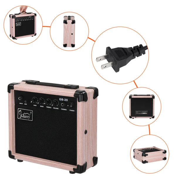 [Do Not Sell on Amazon] 20W GB-20 Electric Bass Guitar Amplifier Natural Color view 2