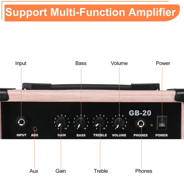 [Do Not Sell on Amazon] 20W GB-20 Electric Bass Guitar Amplifier Natural Color view 3
