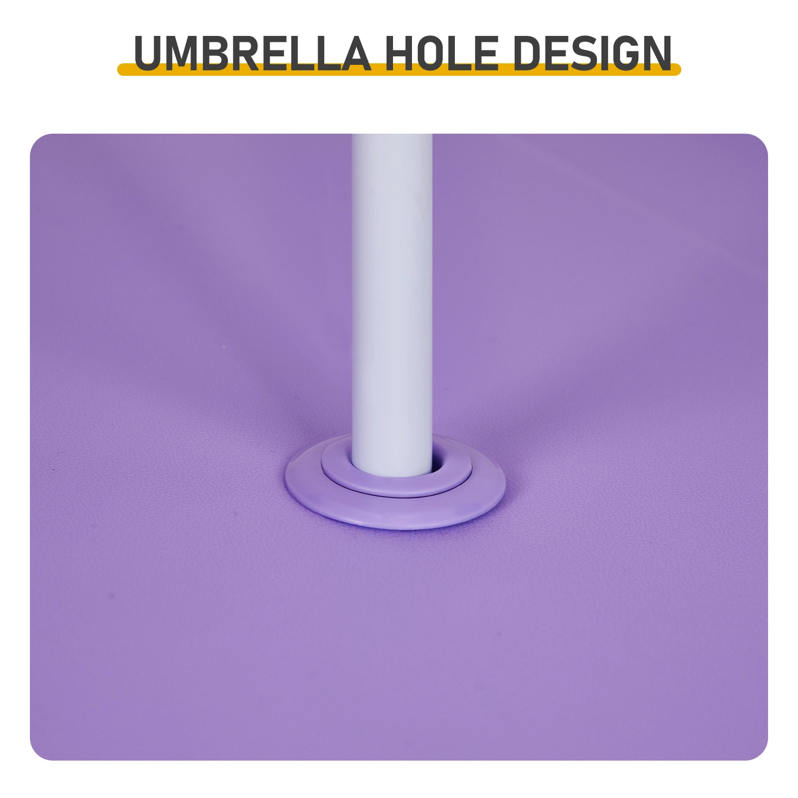Kids Outdoor Table and Chair Set with Removable Umbrella, Picnic Table for Backyard Garden Patio, Pink Purple view 11