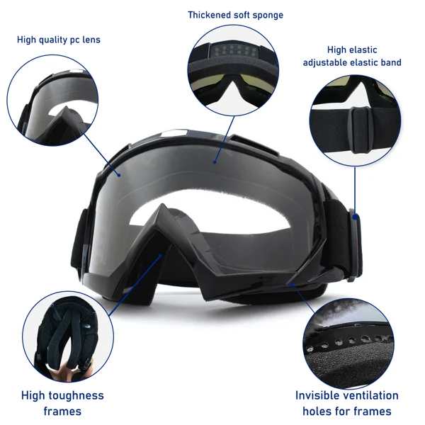 Windproof Anti-Scratch Dustproof Motorcycle Riding Goggles Ski Goggles Racing Goggles view 3