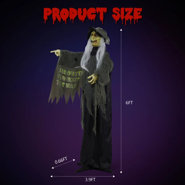 6ft Witch Halloween Standing Decoration view 4