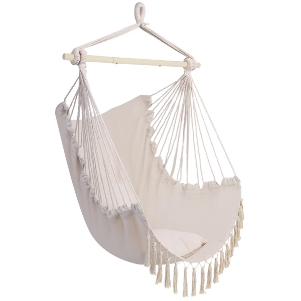 Pillow Tassel Hanging Chair Beige view 2