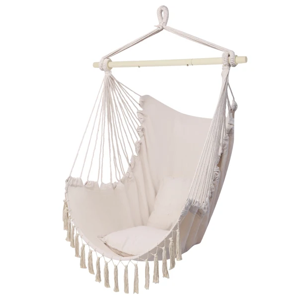 Pillow Tassel Hanging Chair Beige view 6