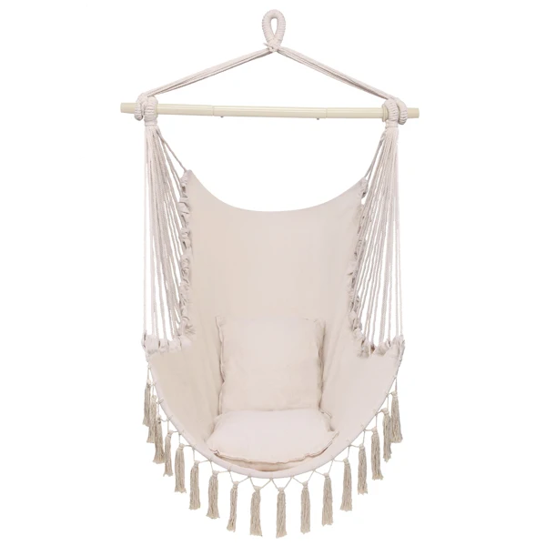 Pillow Tassel Hanging Chair Beige