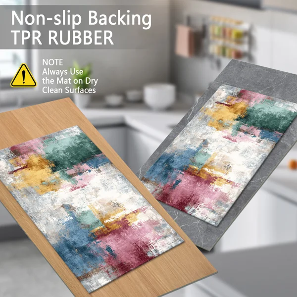 Three-piece kitchen rug set, non-slip and washable, abstract pattern kitchen hallway rug, soft and comfortable, suitable for sinks, floors, entrances, hallways and bathrooms. view 6