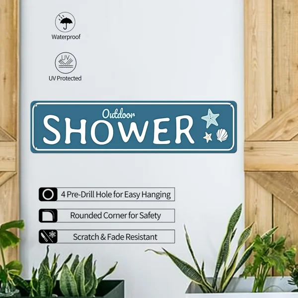 CIFbuy Waterproof Aluminum Outdoor Shower Sign UV Scratch Fade Resistant Pre Drilled Easy Hang Indoor Outdoor Wall Decor (TikTok, temu pick-up service) view 3