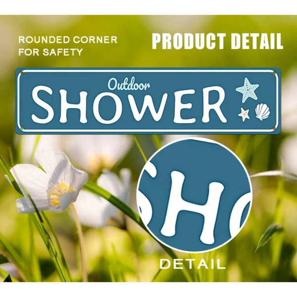 CIFbuy Waterproof Aluminum Outdoor Shower Sign UV Scratch Fade Resistant Pre Drilled Easy Hang Indoor Outdoor Wall Decor (TikTok, temu pick-up service) view 6