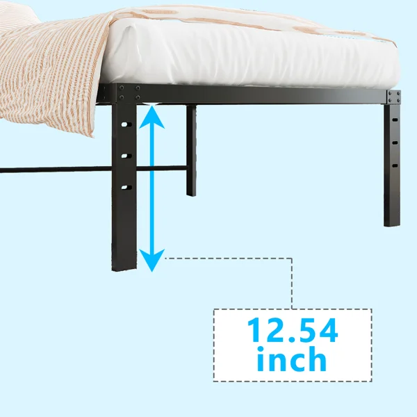 Black Twin Size Simple Basic Platform Metal Bed Frame - 14 Inch Bed Height view 4