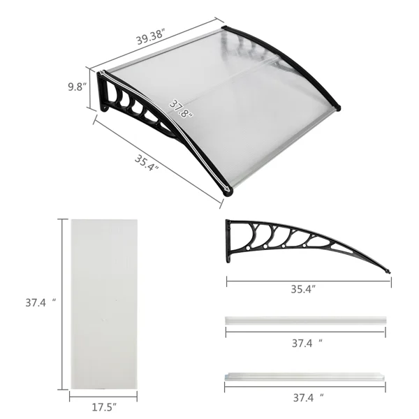 HT-100 x 96cm Household Application Door & Window Rain Cover Eaves Black Holder view 5