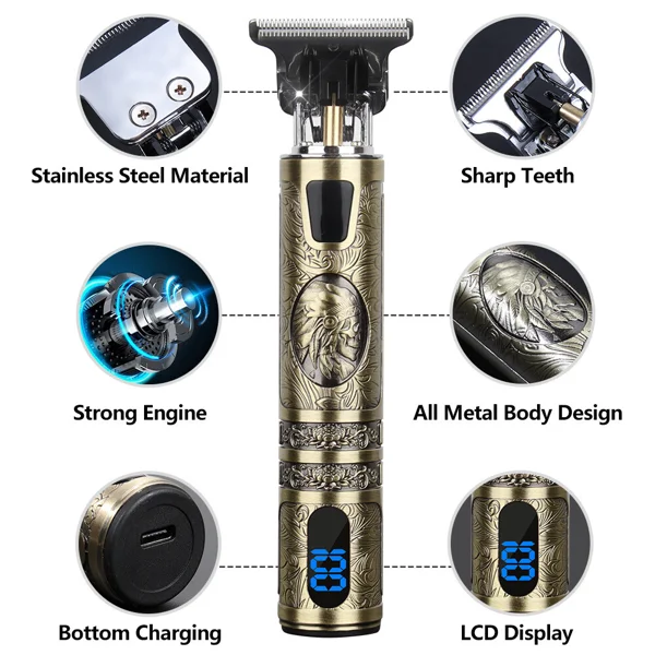 Small LCD Screen Display Professional Men Cordless Hair Clippers Beard Trimmer Cutting Machine Kit view 3