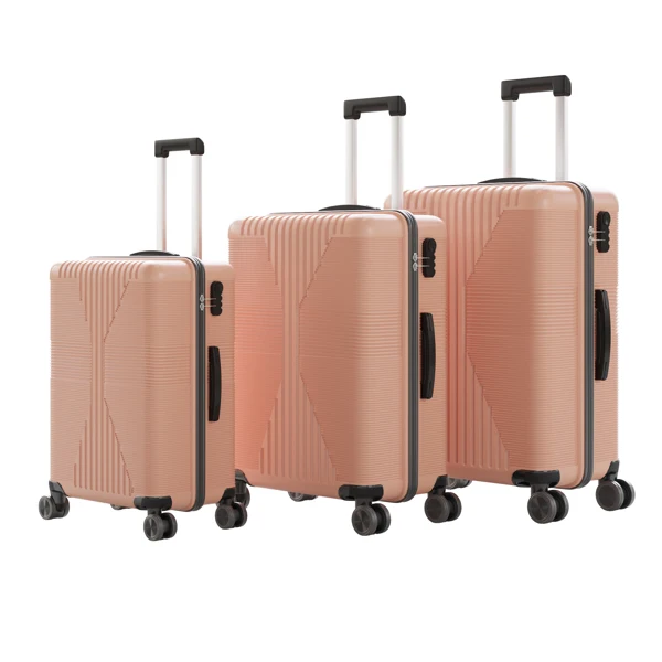Non-TSA customs lock 3-in-1 PP trolley case, 20in, 24in, 28in PP rose gold