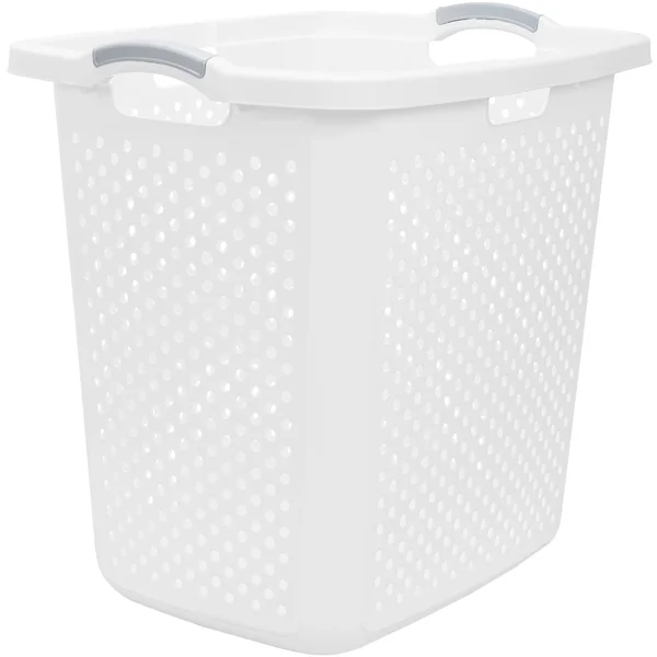 2.5 Bushel XL Plastic Laundry Basket, White, 2 Pack view 5